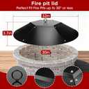 32 inch Fire Pit Lid Round,Metal Fire Pit Lid with Handle & Poker Fits for Fire Pits up to 30",Outdoor Firepit Lids Heavy Duty for Firepit Replacement Kit Accessory-Black
