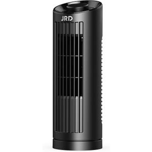 JRD 13'' Tower Fan with 80 Oscillating, 23ft/s Bladeless Desk Fan with 3 Speeds, Quiet Operation, Compact & Portable Table Fan for Bedroom Home Office Desktop (13 Inch Knob, Black)