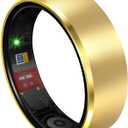 Smart Health Ring 2.0 for Women Men, Slim Scratch & Fingerprint Resistant Design, Efficient Chip Fitness Tracker, Monitors Heart, Pale Gold 7#