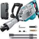 ENEACRO Demolition Jack Hammer 14.5Amp SDS-Hex Concrete Breaker, 65 Joules Heavy Duty Chipping Hammer Cement/Pavement/Floor Breaker, with 2pcs of chisels and Carry box with Rollers (1700W)