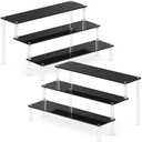 2 Packs Acrylic Display Stand Riser,3 Tier Perfume Organizer Cupcake Stand Acrylic Pop Shelves Holder,Black Desk Display Shelf for Figure,Trinket,Collectibles,Dessert Stands for Party Decor-11.6in