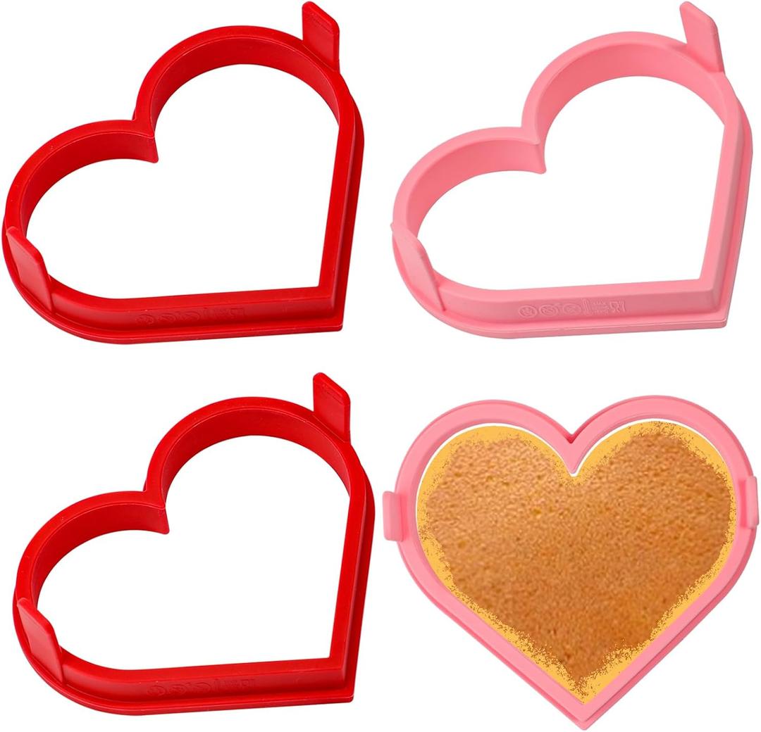 Heart Shape Pancake Mold, 4 Inch Silicone Pancake Molds, 4 Pack Nonstick Heart Pancake Shaper for Valentine's Day, Fun Cake Ring Mold Large Egg Rings for Griddle Cooking