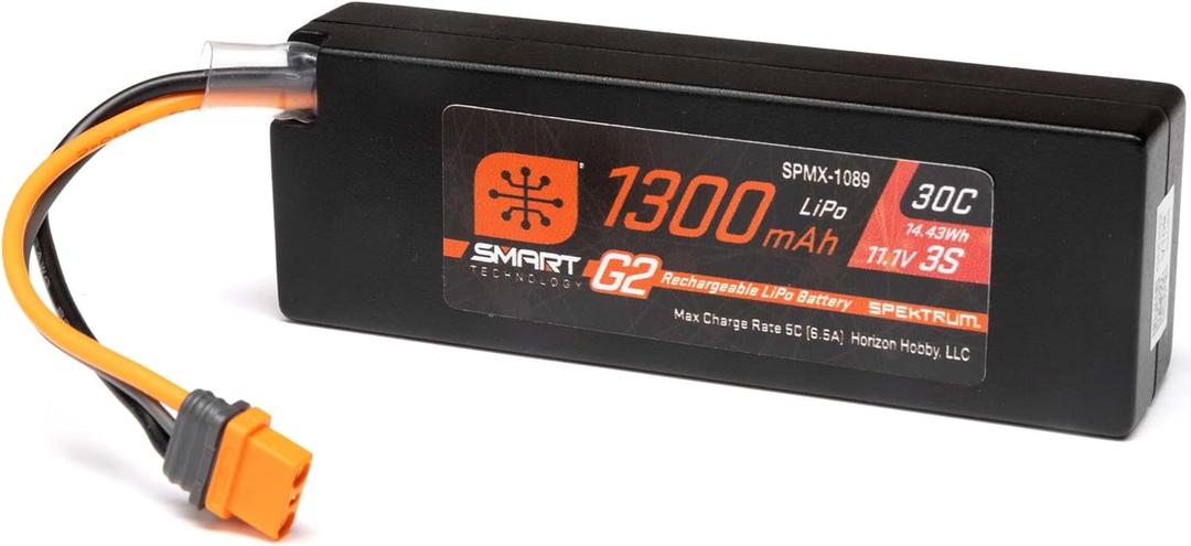 Spektrum Accessories 11.1V 1300mAh 3S 30C Smart G2 LiPo Battery: IC2 Connector, SPMX-1089