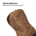 DREAM PAIRS Toddler Little Boys Girls Cowboy Boots Kids Western Square Toe Riding Mid Calf Boots (Brown)