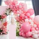 Pink Balloon Garland Arch Kit, Double Stuffed Rose Pink Balloons and Nude White Balloons,Pastel Hot Pink balloons Garland for Girls Birthday Baby Shower Princess Valentine Party Decorations