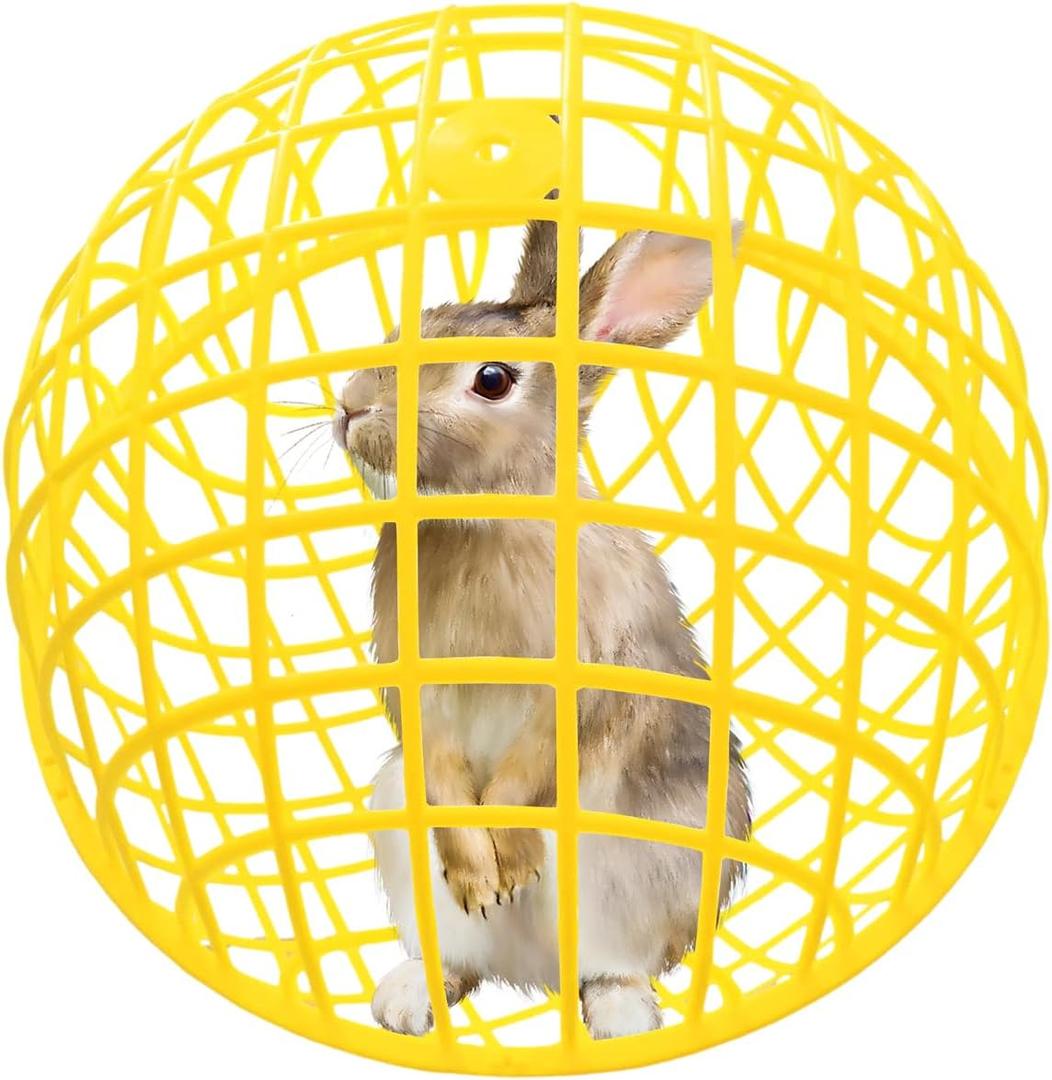 15" Ball-Shaped Movable Chicken Coop,Pigeon Rabbit Duck Safe Walking Net,Preventing Trampled by Horse,Predation by Eagles, Wolves,Dog Bites. Pet Removable Prevent Harassment Safety Hutch (Yellow)