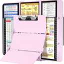 Nursing Clipboard Foldable, Foldable Clip Board w/Nursing Edition Medical Charts,3 Layers Aluminum, Nurse Note w/Low Profile Clip&Pen Clip for Students, Nurses and Doctors, Baby Pink