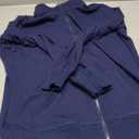 Women's Zip up Sweatshirt Jacket Stand Collar Hoodless Running Sweatshirt with Pockets (Medium, Long Sleeves - Navy Blue)