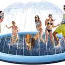 VISTOP Non-Slip Splash Pad for Kids and Dog, Thicken Sprinkler Pool Summer Outdoor Water Toys - Fun Backyard Fountain Play Mat for Baby Girls Boys Children or Pet Dog (107 inch, Blue&Blue)