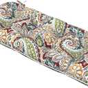 Tufted Bench Cushion 44 x 19 x 5 Inch, Waterproof Patio Loveseat Cushion for Outdoor Furniture, Garden, Swing Cushion, Paisley Chilli
