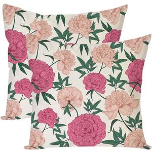 Vintage Floral Throw Pillow Covers 18x18 Inch Pink Flower Antique Rose Outdoor Summer Spring Decorations Decorative Throw Pillows Cases Set of 2 for Home Living Room Couch Decor