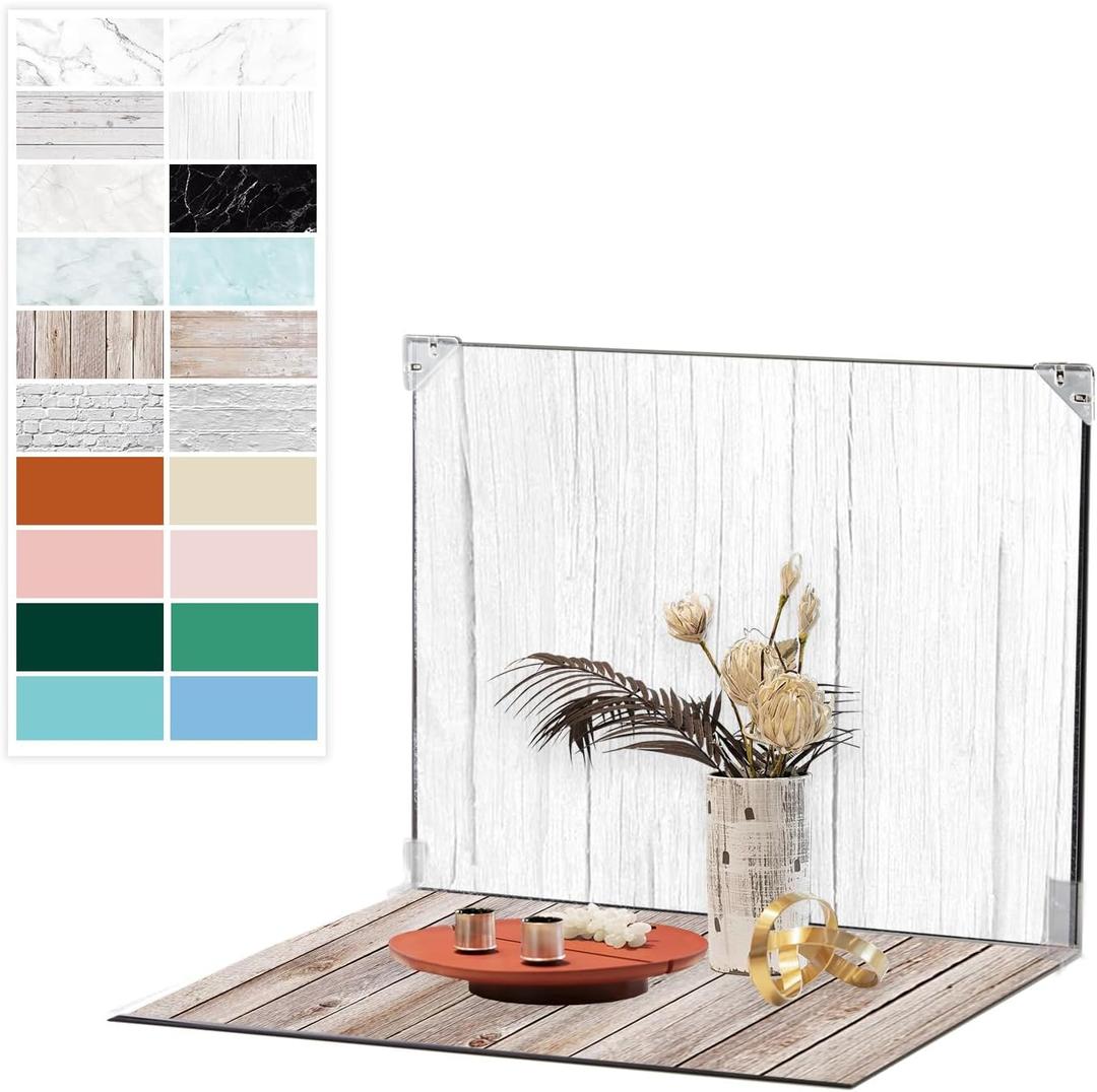 PEKRU 10Pcs 20Patterns Photo Backdrop Board Product Photography for Food Small Product Photography Table Top Photography Backdrop Kit 16x11.5in (Mixed Colors)