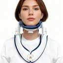 Cervical Traction Device, Lightweight & Adjustable Neck Stretcher for Neck Support, Cervical Neck Traction Device for Home Use, Neck Pain & Tension Relief (White)