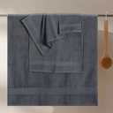 GLAMBURG Ultra Soft 8-Piece Towel Set - 100% Pure Ringspun Cotton, Contains 2 Oversized Bath Towels 27x54, Hand 16x28, 4 Wash Cloths 13x13 Ideal for Everyday use, Hotel & Spa -Charcoal Grey
