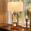 PoKat Electric Candle Warmer Lamp Farmhouse, Wood-Like Candle Lamp Warmer with Timer Dimmer, Wax Light Warmer Lamp Jar Candles, Table Lamp House Warming New Home Decor for Bed Living Room