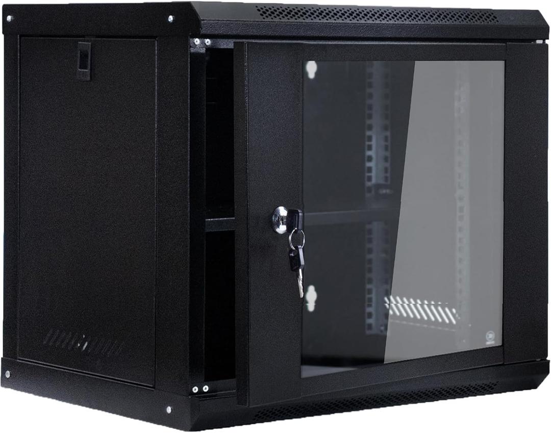 9U-01 Wall Mount Network Rack for 19 Inch Equipment 17 Inch Deep Server Rack Glass Locking Door