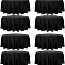 Fivenl 8 Pack Round Tablecloth 90 Inch Round Table Covers Bulk Washable Polyester Fabric Round Table Clothes for Wedding Party Reception Banquet Buffet Restaurant (Black, 90 Inch)