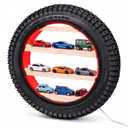 Yalikop 12 Inches Wheels Wall Display, LED Lighted Tire-Shaped Wooden Display Shelf with Wall Mount or Desk Placement, Toy Car Shelves for Collectors Race Car Room Decor (Natural)