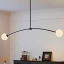 Mid Century Black Sputnik Chandelier Contemporary L45 2 Lights Milk Glass Globe Ceiling Pendant Lighting Fixture for Kitchen Island Dining Room Home Office Bar