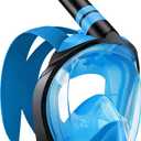 Zenoplige Full Face Snorkel Mask Adults, Dry-Top Snorkeling Gear with Camera Mount, Foldable 180-Degree Panoramic Scuba Mask for Snorkeling Diving Swimming Travel, Snorkel Mask Anti-Fog & Anti-Leak (Small-Medium, Blue)