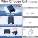 LIGHTGO 20" Carry On Softside Luggage, Ultra Light, TSA Lock Navy Blue, 20in