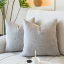 WACOMECO Neutral Textured Throw Pillow Covers, Pack of 2 Decorative Chenille Cushion Covers Accent Pillowcase for Couch Living Room Sofa Bed Home Decor, 18 x 18 in, Light Grey