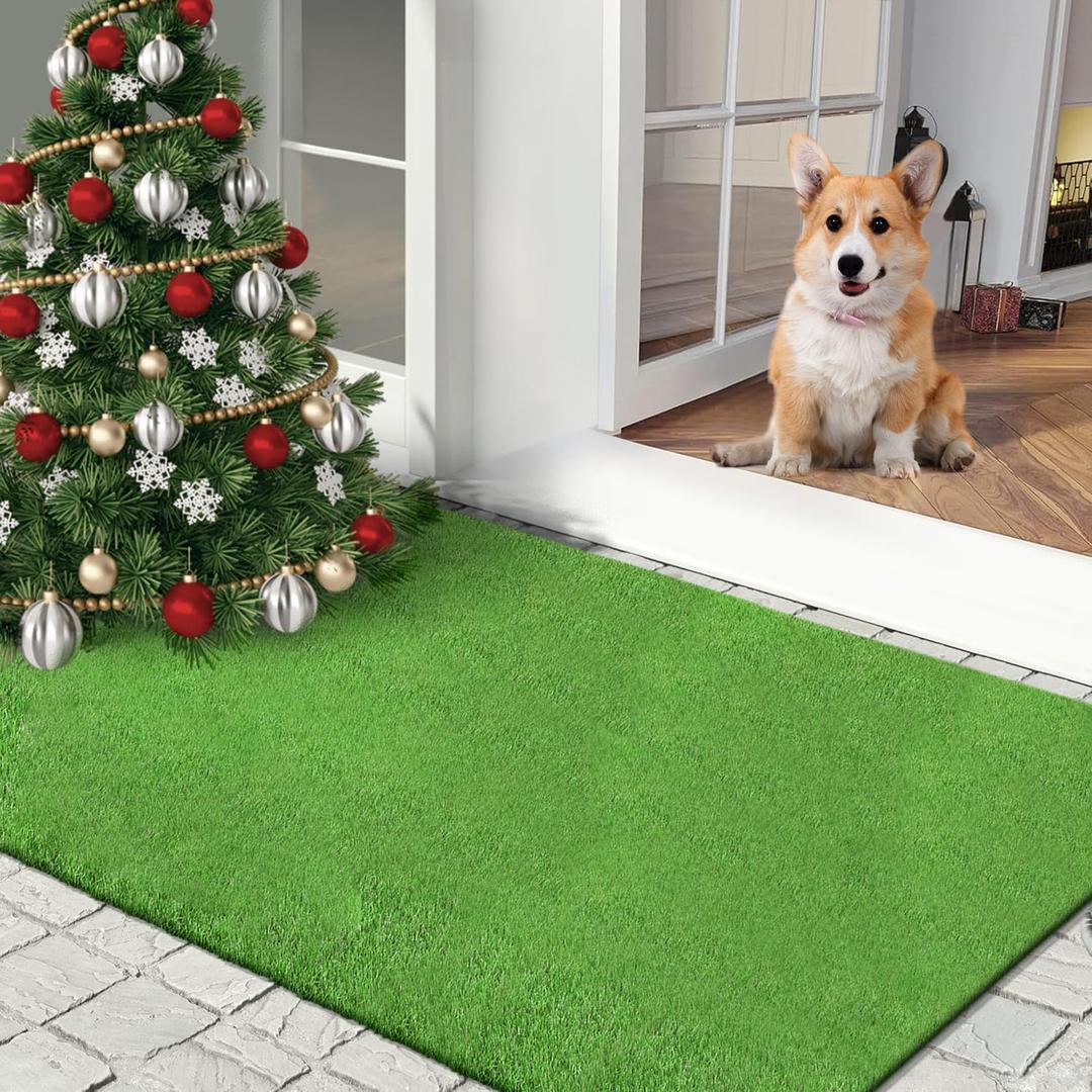 Yamaziot Artificial Grass Door Mat 48x32 inch Realistic Artificial Grass Potty Training Rug for Dogs with Drain Holes, Fake Grass Dog Pet Turf Mat for Garden Lawn Landscape Patios (48 x 32 in)