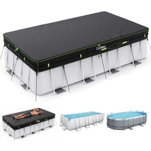 UIRWAY 500D Pool Cover 7x10FT Rectangular [2026 Upgraded Heavy Duty Fabric] Solar Pool Covers for Above Ground Pools, Swimming Pool Covers Including Windproof Straps and Luminous Ground, UV Resistant