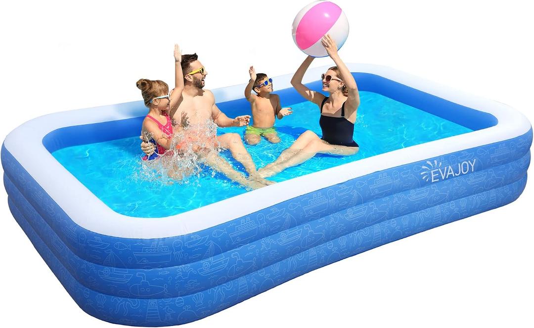 Inflatable Pool, EVAJOY 118'' x 72'' x 20'' Above Ground Pool, Kiddie Pool Large Size Thickened Blow Up Swimming Pools Play Center for Kids Children Family Outdoor Garden Backyard