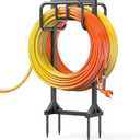 HeroicLion Garden Hose Holder Holds 2 x 160FT Hoses, Super Stable Water Hose Holders with 4 Spikes, Rustproof Freestanding Hose Stand Hanger Garden Hose Storage for Outside Yard Lawn Farm, Black