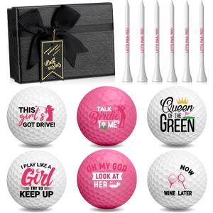 Realspring 13 Pcs Women's Golf Ball Funny Golf Ball for Women with Tees and Gift Box Golfing Gifts for Women Coworker Employee Golfer