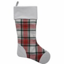 Classic Tartan Plaid Christmas Stocking with White Cuff, Large Family Fireplace Stocking for Holiday Party Decor