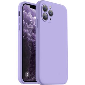 Vooii Compatible with iPhone 11 Pro Max Case, Upgraded Liquid Silicone with [Flat Edges] [Camera Protection] [Soft Anti-Scratch Microfiber Lining] Phone Case for iPhone 11 Pro Max - Light Purple