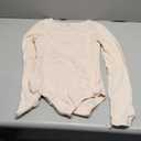 ANRABESS Women Long Sleeve Crew Neck Bodysuits Top 2025 Fall Slim Fit Ribbed Knit Soft Basic Tee Shirts (Small, Light Apricot)