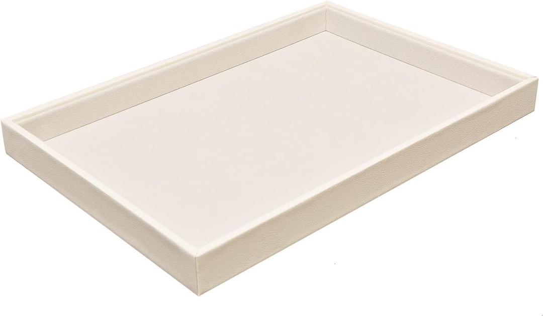 Beige Velvet Jewelry Tray for Drawers Jewelrys Display Tray Stackable Jewelry Organizer Trays for Necklace Bracelet Ring Watch (1 Pack)