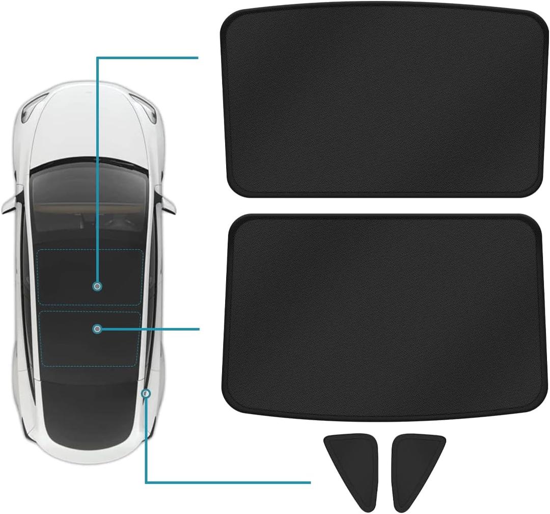 Black Sunshade Roof for Tesla Model 3 2018-2023/ Model 3 Highland 2024-2026 Accessories Roof Sun Shade, Sun Protection Heat Insulation No Gap Keep Cool UV Ray Protection, Easy to Install