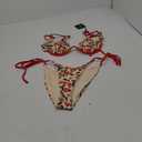 ZAFUL Women's Bikini Sets Ribbed Two Piece Swimsuits Underwire Adjustable Back Clasp Bathing Suit Side Tie Thong Swimwear (Cherry) S