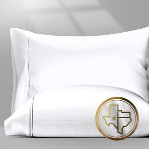 TEXAS LINEN CO. 100% Egyptian Cotton Pillow Cases King Size Set of 2 - Luxury 1500 Thread Count Sateen White Pillow Covers, Soft & Breathable 5 Star Hotel-Quality Pillowcases, Fits King Size Pillows