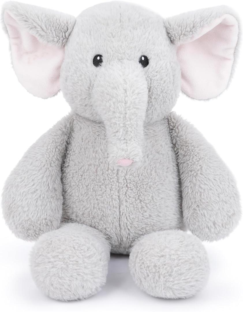 WEIGEDU Elephant Teddy Bear Stuffed Animals Plush Elephant Toys with Pink Ears Nose for Girls Boys Kids Babies Shower Bedtime Gifts, 15.7"