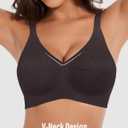MOEOZLLO Womens Seamless Bras No Underwire Push Up V Neck Wireless Bralettes with Soft Support Full Coverage Floral Bra