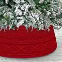 Malier Christmas Tree Collar, 36’’ Knit Xmas Tree Collar, Christmas Tree Collars for Artificial Trees, 11" Extra Tall Tree Stand Base Cover Ring Skirt for 8 ft 11 ft Tree (Red, 11''H × 36" W)