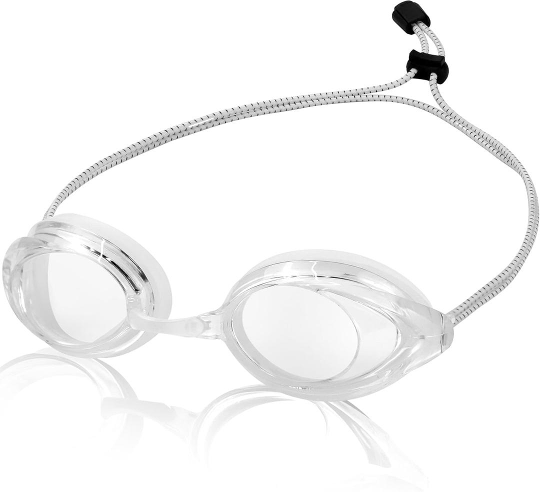 Swim Goggles for Adult Men Women Youth, Bungee Strap Swimming Goggles No Hair Pulling Mirrored/Clear Lens Goggles