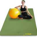 Hatha Yoga Large TPE Yoga Mat 6'x4'x1/2" Extra Thick Non-Slip Exercise Mat - for Yoga Pilates & Home Gym Workouts (Green)