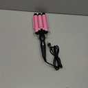 Hair Curling Iron Wand, Hair Waver Hair Curler Triple Pipe Hair Curling Iron Wand 2 Temperature Tourmaline Electric Hair Styling Tool for Long or Short (USpink)