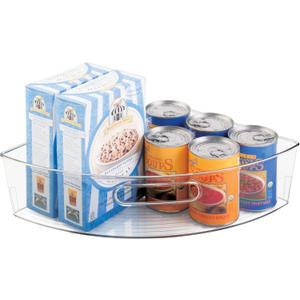 iDesign Lazy Susan 1/4 Wedge Organizer Bin with Handle for Corner Cabinet - Clear - Made in USA