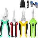 5‑Piece Garden Pruning Shears Set with Gloves & Storage Bag – Stainless Steel Trimming Scissors for Flowers, Herbs & Small Branches – Ergonomic Gardening Tools Kit (Multi-color) 5 Pcs