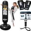 Punching Bag for Kids - 5' 3" Tall and Stable - Ninja Kids Inflatable Punching Bag Combo Kit with Kids Boxing Gloves, a Pump and Repair Kit. Boxing Bag for Immediate Bounce Back