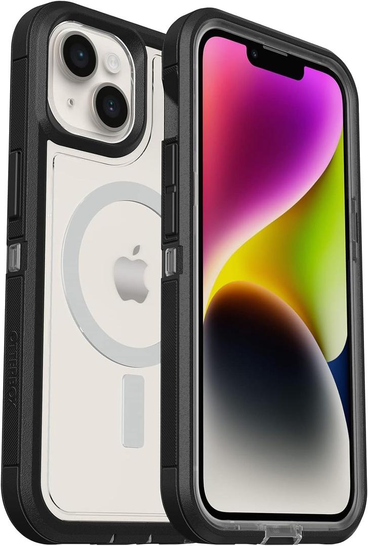 OtterBox Defender Screenless Case with MagSafe for iPhone 14 & iPhone 13 (ONLY) Non-Retail Packaging - Black Crystal - Antimicrobial