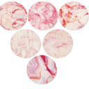 AD Set of 6 Coasters for Drinks Absorbing Round Ceramic Stone Coaster with Cork Base Tabletop Protection Mat for Mugs and Cups,Office,Kitchen (Pink Marble)