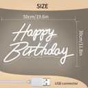 HMT Happy Birthday Neon Sign USB Powered 19.611.8 Inch Large LED Light Up Sign for Backdrop & Birthday Party Decor